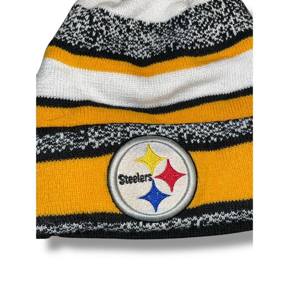 Pittsburgh Steelers Beanie Pom Hat Knit Pom NFL New Era Football OS Black Yellow - Picture 6 of 11
